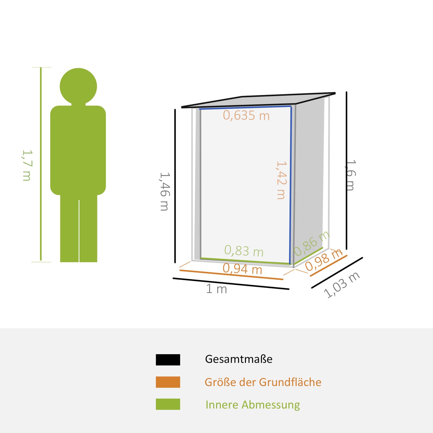 Tuinberging – Tuinschuur – Gereedschapsschuur – Tuinkast – Opbergschuur – Gegalvaniseerd Staal – Weerbestendig Coating – Afmeting 100x103x160 cm – Donkergrijs