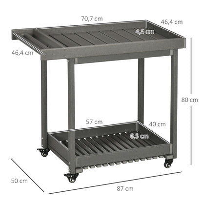 Tuinwagen – Tuintrolley – Serveerwagen – Bolderkar – Opbergen – 2 Ruime Planken – Water- en Corrosiebestendig HDPE