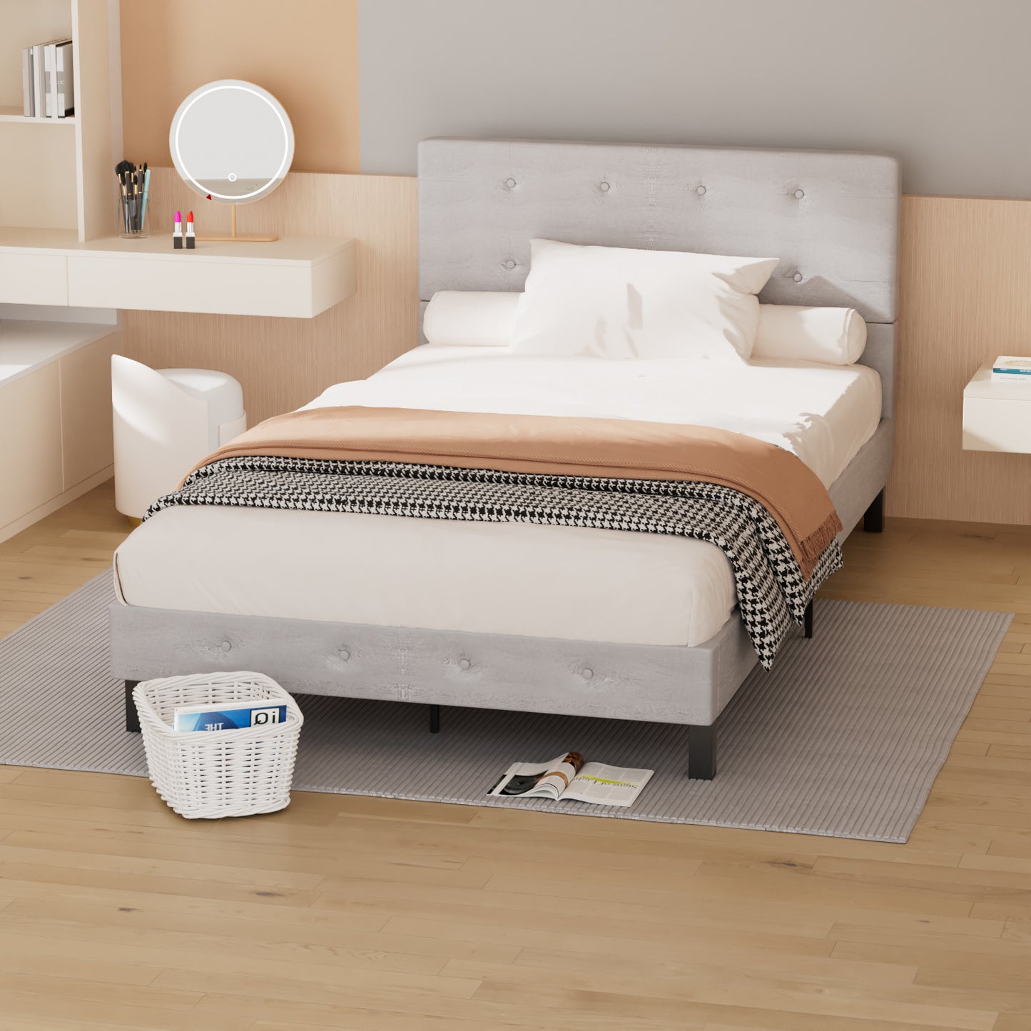Bed Frame Robust Bed Frame Slatted Frame Maximum Load Capacity 350 Kg for Imitation Leather 120*200CM/140*200CM