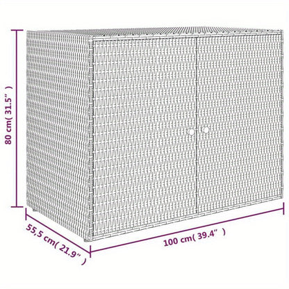Large Storage Box with Lid - Heavy-Duty Poly Rattan, 99.06cmW x 54.61cmD x 80.01cmH, All-Weather Resistant Rectangular Organizer with Golden-Toned Hinges & Dark Brown/Gray Wicker Texture for Patio, Porch, Garage, Balcony - Mu