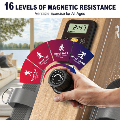 Roeitrainer – Roeimachine – Fitnessapparaat – Thuisgym – Compacte Roeimachine – Magnetische Weerstand 16 Niveaus – Draadloze Monitor – Grijs