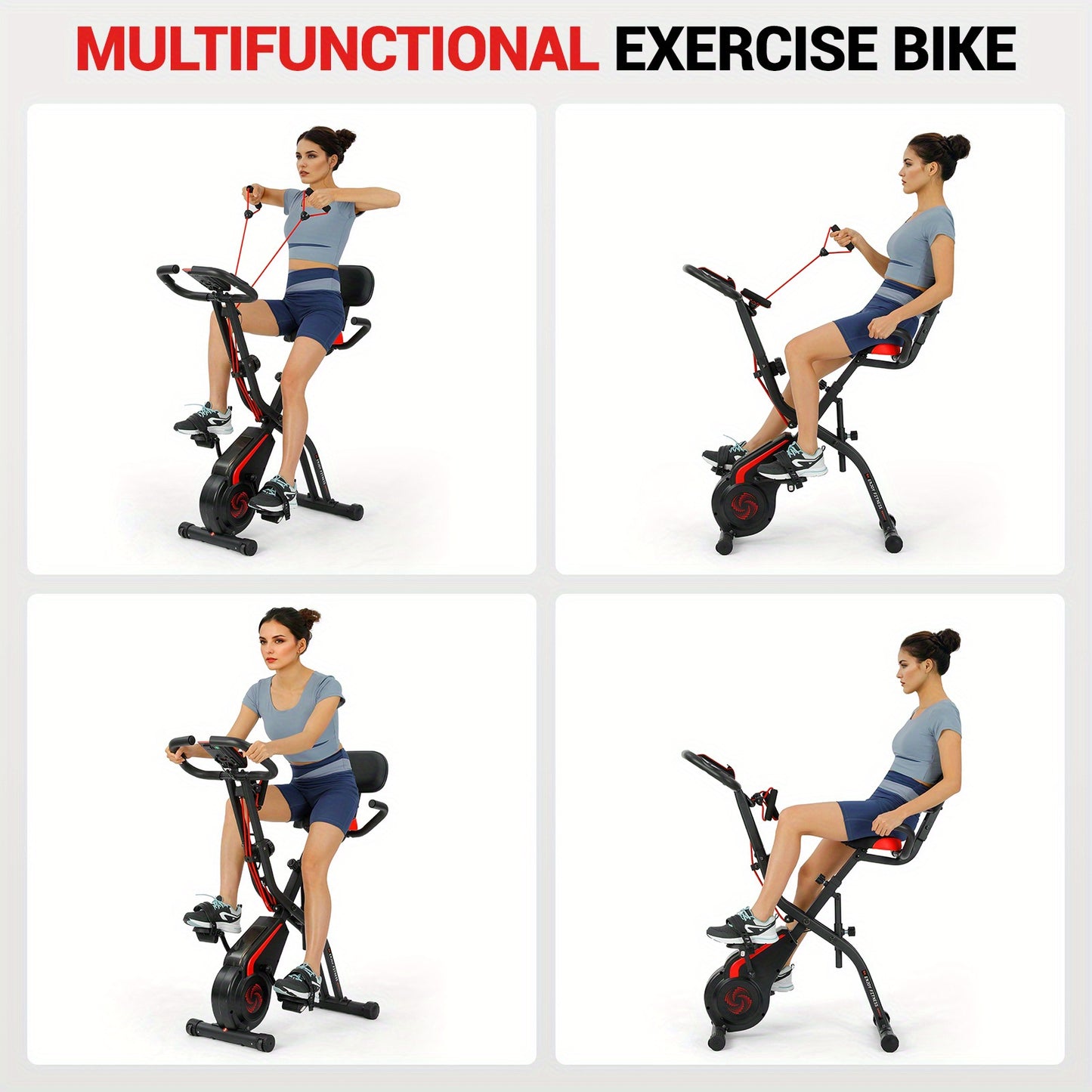 Hometrainer – Fitnessfiets – Indoor Bike – Trainingsfiets – Spinbike – Inklapbaar – Magnetische Weerstand – Riemaandrijving – Compact – Met Rugleuning