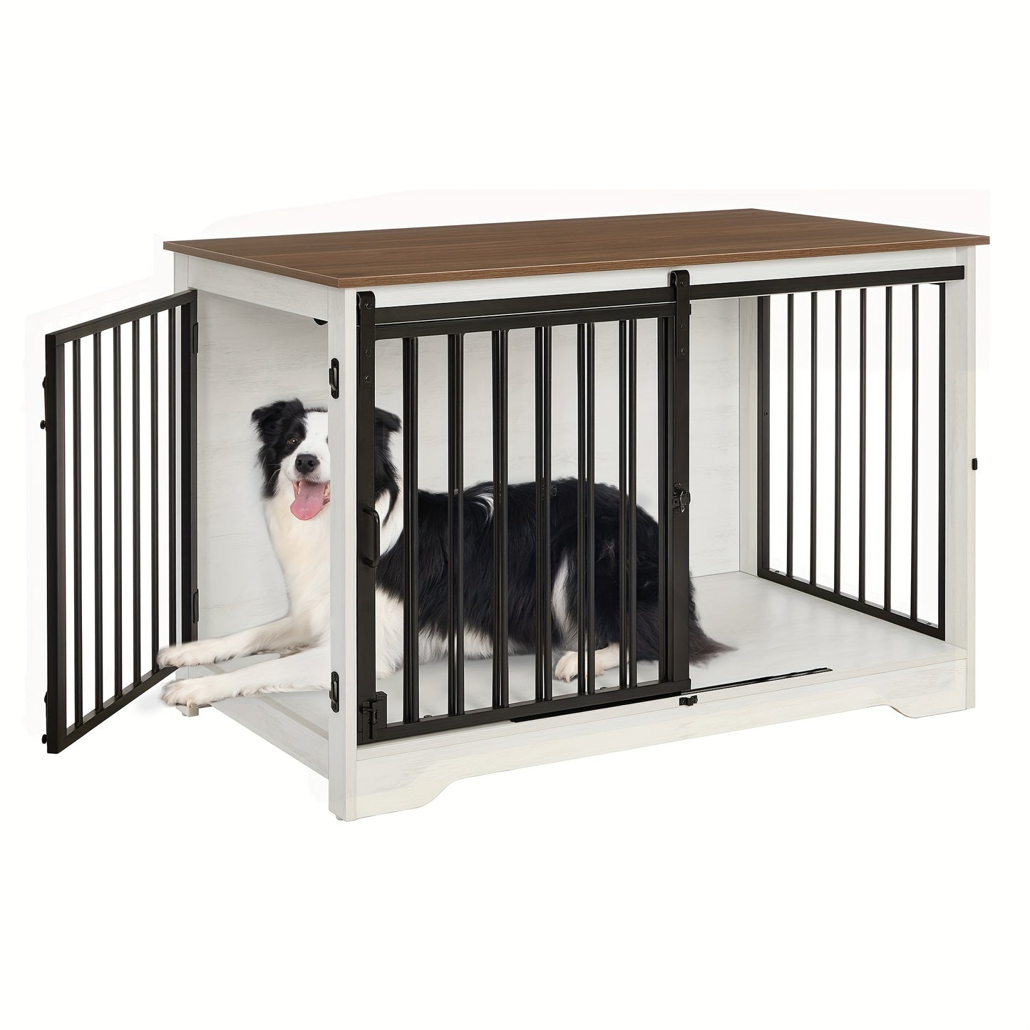Hondenbench – Hondenkooi – Hondenhok – Hondenkooi Meubel – Hondenbench Hout – 100x60x68 cm – Dubbele Deuren & Duurzaam Hout-Metaal Design