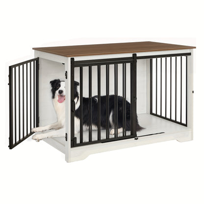 Hondenbench – Hondenkooi – Hondenhok – Hondenkooi Meubel – Hondenbench Hout – 100x60x68 cm – Dubbele Deuren & Duurzaam Hout-Metaal Design