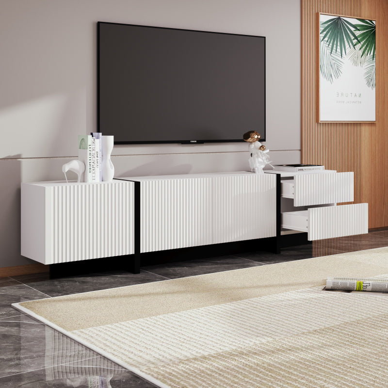 TV-kast – TV-meubel – Entertainmentmeubel – Mediameubel – Zwart-wit TV-meubel – 190 cm breed – Softclose deuren – MDF en spaanplaat