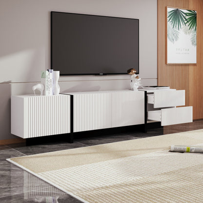 TV-kast – TV-meubel – Entertainmentmeubel – Mediameubel – Zwart-wit TV-meubel – 190 cm breed – Softclose deuren – MDF en spaanplaat