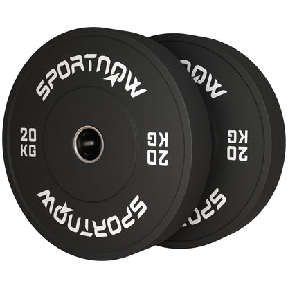 Gewichtsschijven – Halterschijven – Gewicht Platen – Haltergewichten – Gewicht Schijven – Olympische Standaard – Rubberen Coating – 2 x 20 kg – Zwart