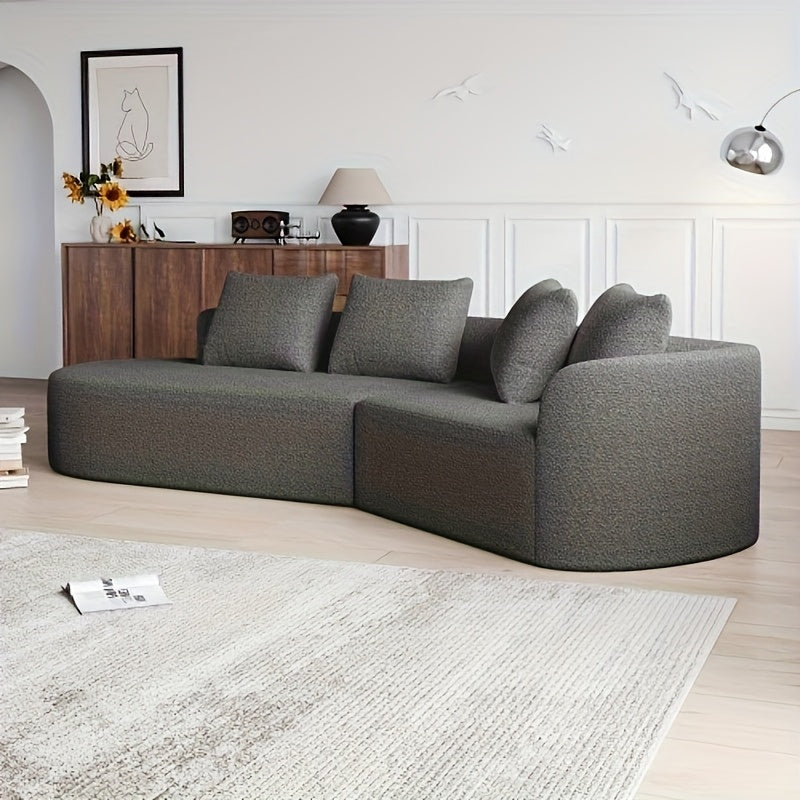 Hoekbank – L-vormige Bank – Sectiebank – Hoekbank Zwart – Charmant Modulair Design – Ruime Diepe Zitplaatsen – Duurzame Stofbekleding – Inclusief 4 Sierkussens
