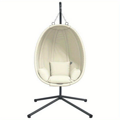 Hangstoel – Eivormige Hangstoel – Buitenstoel – Tuinstoel – Balkonstoel – Weerbestendig Staal – Ergonomisch Comfort - QUORE