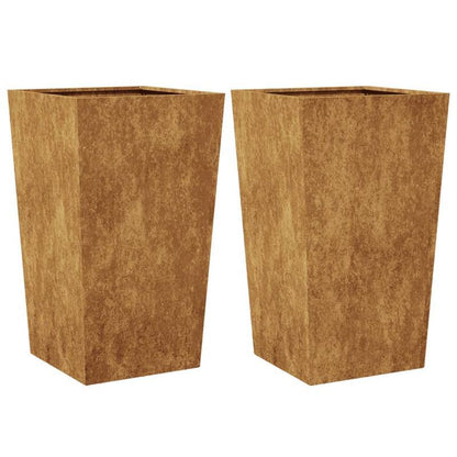 Plantenrek – Plantenstandaard – Bloemenrek – Plantentafel – Plantenzuil – Cortenstaal – Set Van 2 – 45x45x75 cm – Weerbestendig – Duurzaam