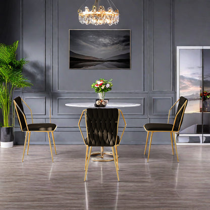 Eetkamerstoelen – Stoel – Zithoek Stoel – Keukenstoel – Loungestoel – Set Van 2 – Velvet Bekleding – Gouden Metalen Poot