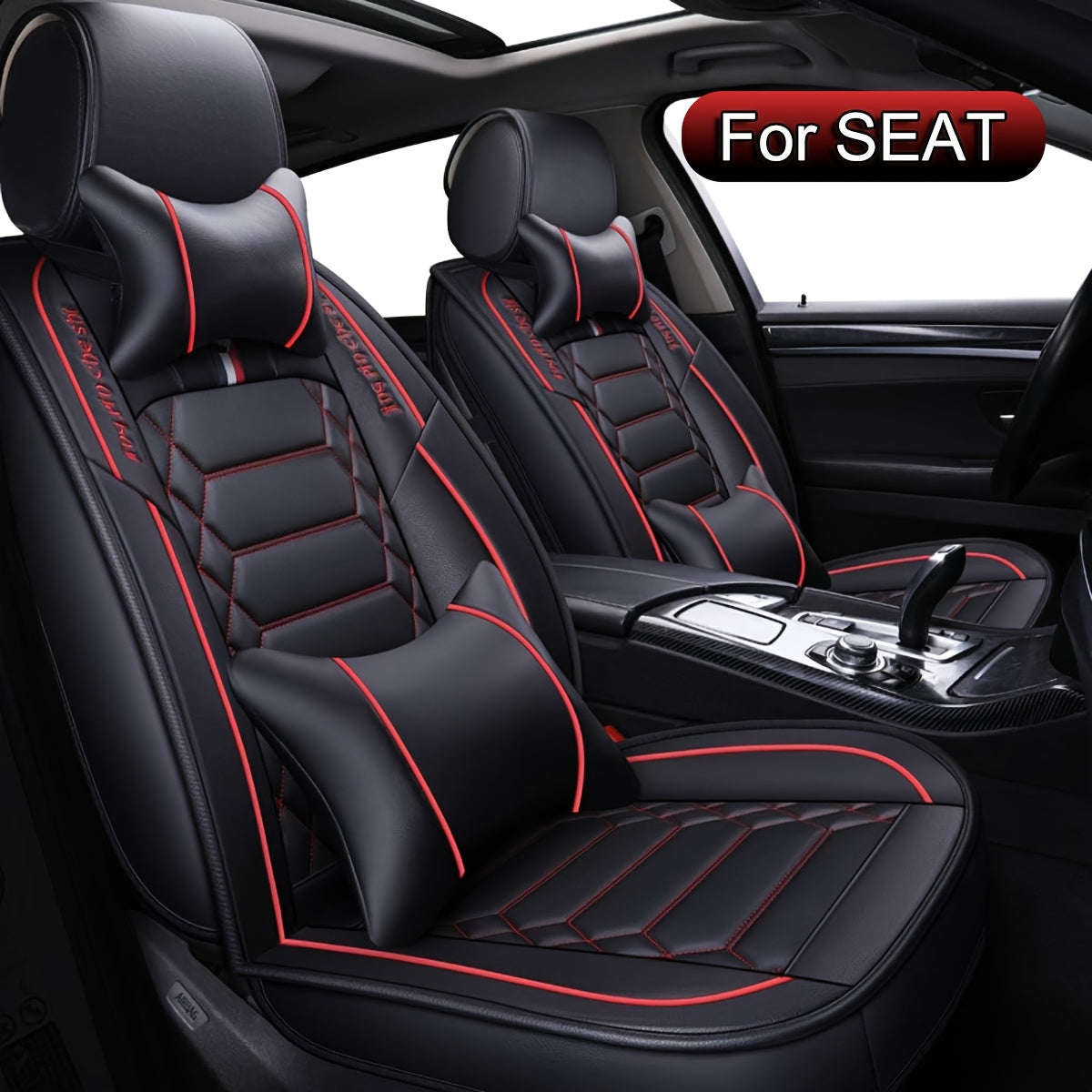Full Set for SEAT Leon/Ibiza/Arona/Ateca/Tarraco/Cupra Formentor Car Seat Covers - PU Leather Fit Adjustable Front & Rear Seat Protectors with Cushioned Padding, All-Season Use, Compatible with Spanish/European car models