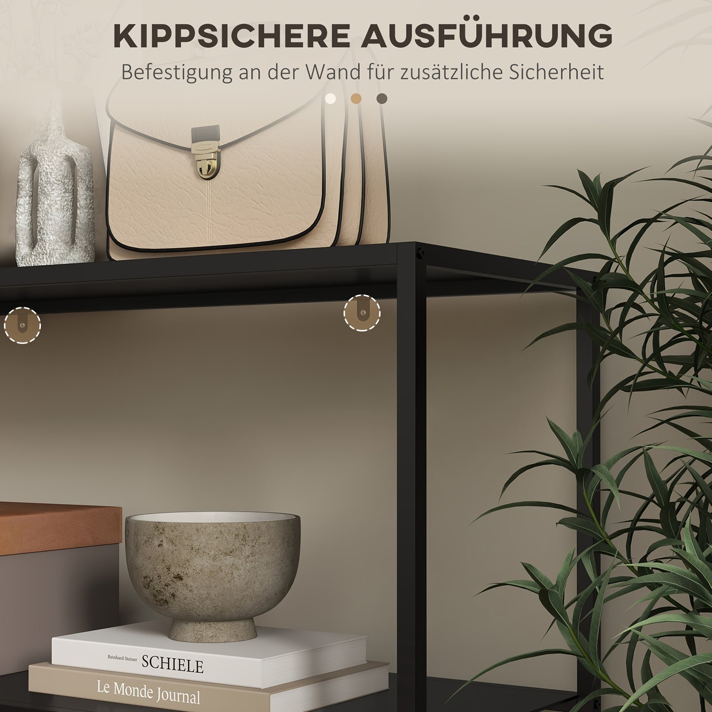 Sidetable – Wandtafel – Haltafel – Bijzettafel – Opbergrek – Met Stalen Frame – Anti-Kantel Bescherming – 90x30x75 cm