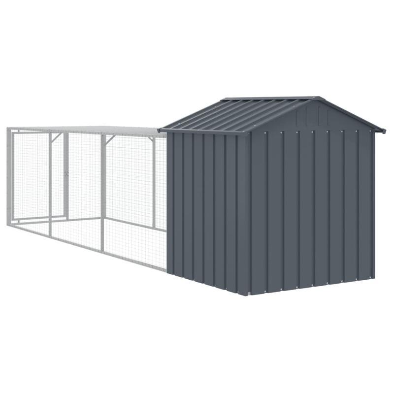 Kippenhok – Kippenren – Pluimveehok – Buitenhok – Dierenhok – Antraciet – 117x405x123 cm – Gegalvaniseerd Staal – Ruime Loopruimte – Duurzaam & Weerbestendig