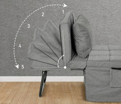 Logeerbed – Opklapbed – Slaapbank – Vouwbed – Fauteuil – 8 cm Matras – 5 Hoogtestanden Verstelbaar – 188x75x38 cm – Metaal