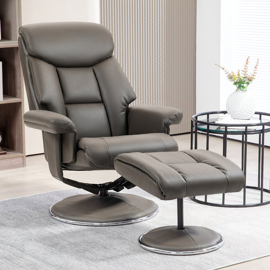 TV-fauteuil – Relaxfauteuil – Recliner – Schommelstoel – Fauteuil met Voetenbank – Verstelbare Rugleuning tot 132° – Hoogwaardig Kunstleer Grijs