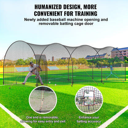 Batting Cage – Honkbal Kooi – Oefenkooi – Softbal Kooi – Pitching Kooi – Extra Ruim 10x3,3x3 Meter – Duurzaam Glasvezel Frame