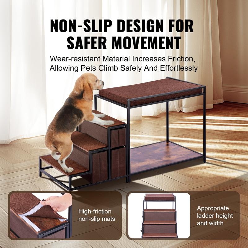 Multi-Functional Pet Bunk Bed with Window Seat, Dog Stairs & Sofa Bed - Sturdy Wood Furniture Suitable for Medium Dogs, Space-Saving Dog with Bunk Bed & Steps