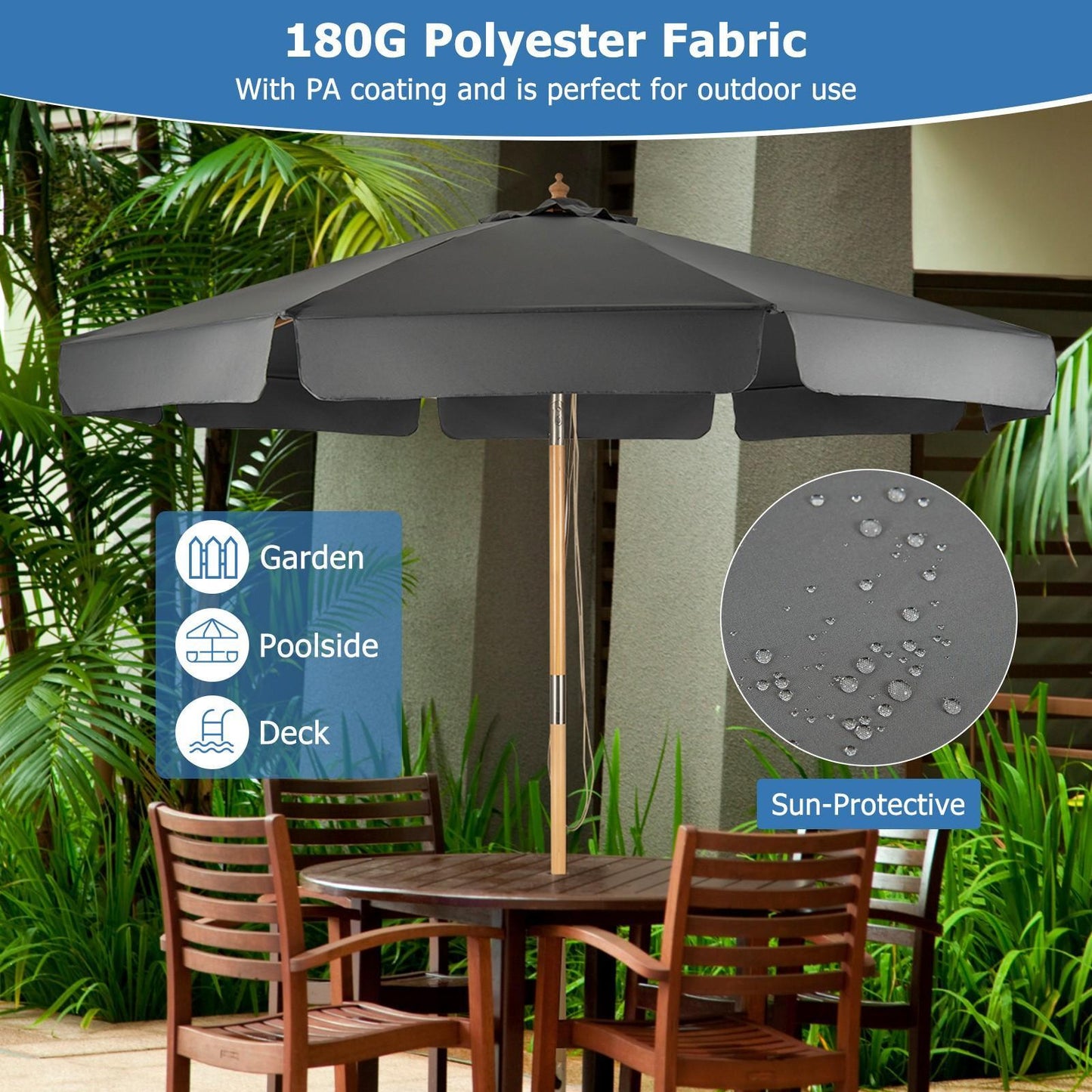 Parasol – Tuinparasol – Balkonscherm – Terrasparasol – Zweefparasol – 300 cm – UV-Beschermend & Kantelbaar met Ventilerende Bovenkant