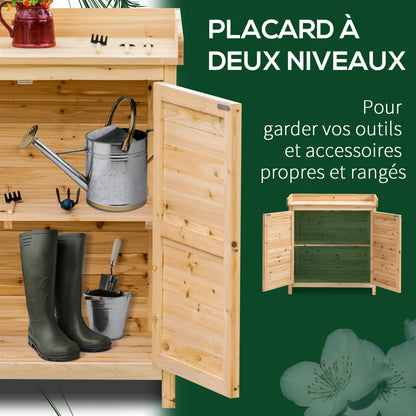 Tuinkast – Tuinopslag – Gereedschapskast – Buitenberging – Opslagkast – Massief Vurenhout – Dubbele Deur Met Plank 83x40x92 cm