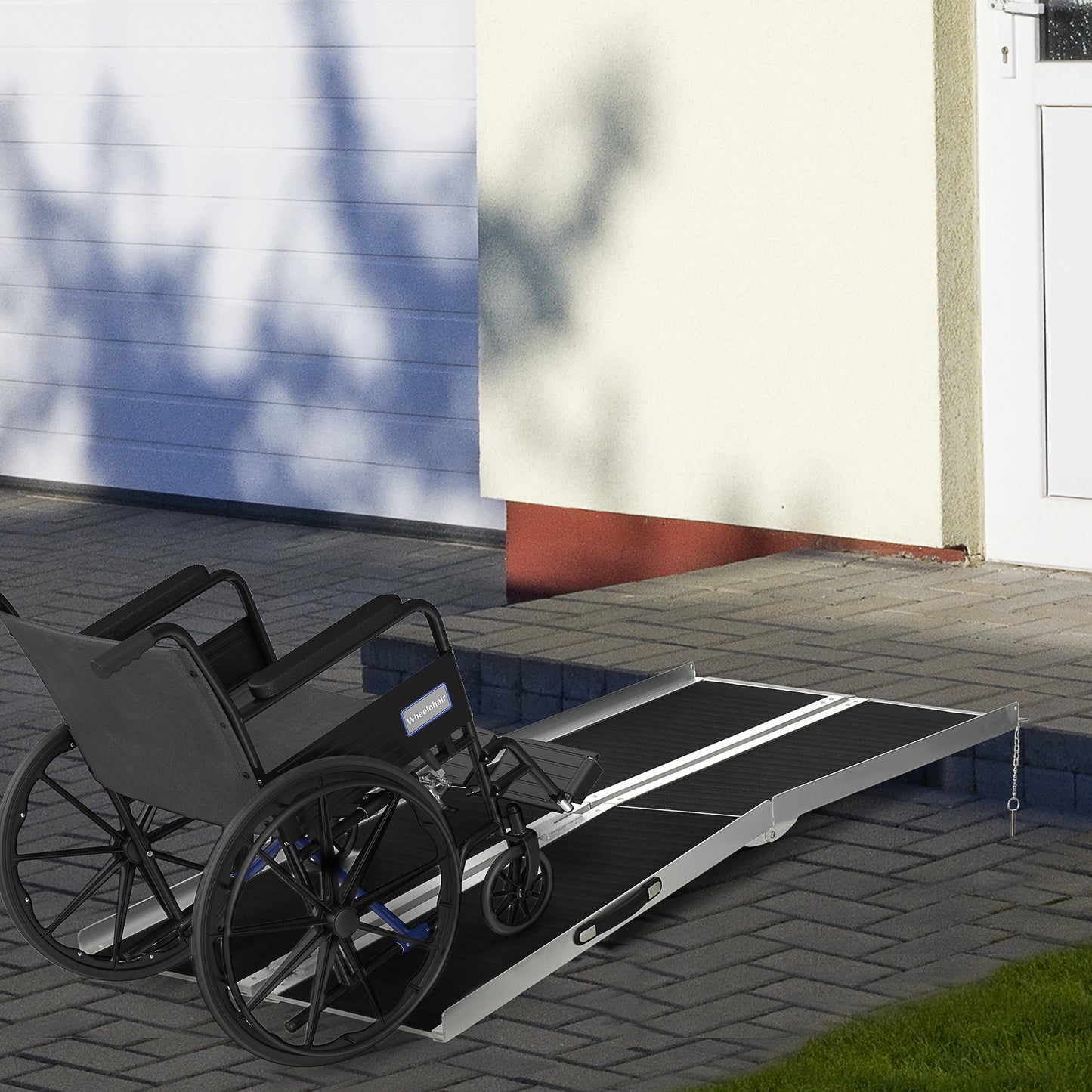 Oprijplaat – Rolstoelhelling – Drempelhulp – Oprit – Toegangsramp – Aluminium – Antislipoppervlak – 183 x 73,5 cm – Max 270 kg