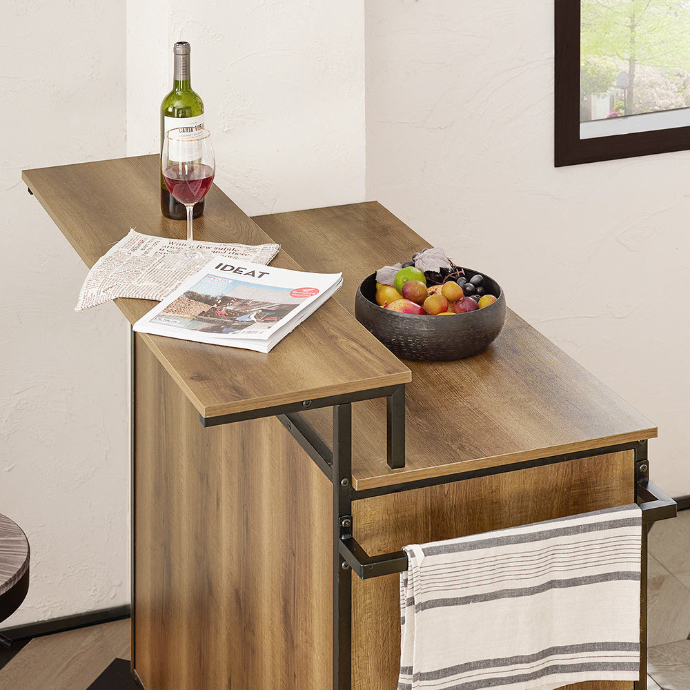 Keukenkast – Keukeneiland – Buffetkast – Opbergkast – Keukenmeubel – Hout – Met 3 Laden & 2 Deuren – Met Wielen & Handdoekhouder – 113x69x106 cm