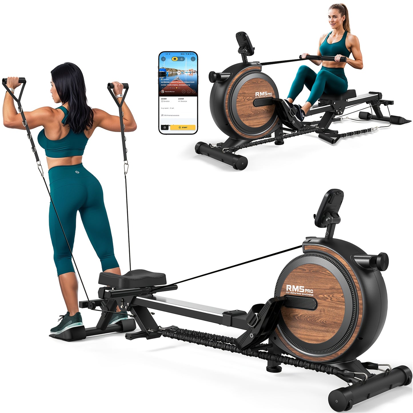 Roeitrainer – Roeimachine – Roeiapparaat – Roeiapparaat – Roeitrainer Magnetisch – 16 Weerstandsniveaus – Inklapbaar Compact – Stevig Stalen Frame
