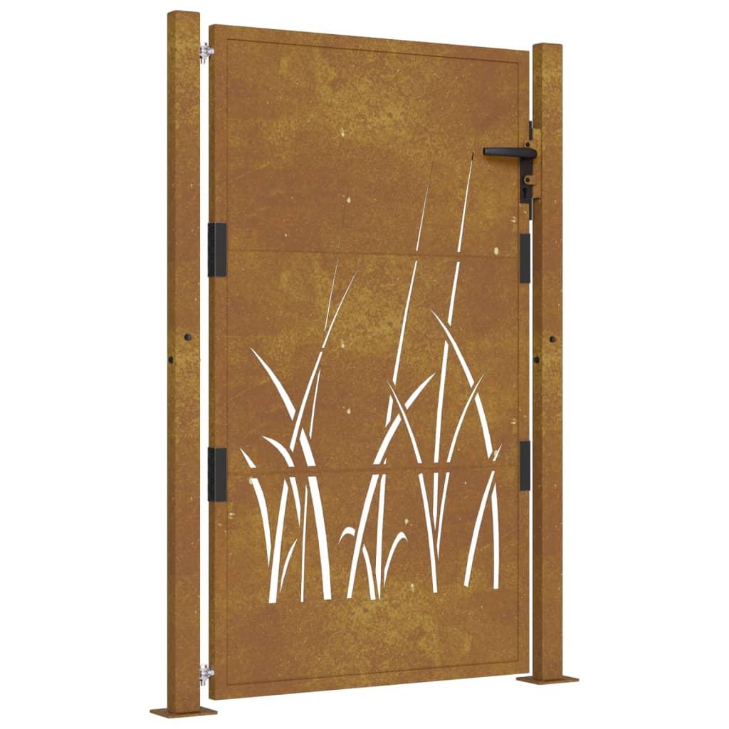 Tuinafscheiding – Tuinscherm – Schutting – Buitenmuur – Cortenstaal Bruin – Graspatroon – 105x155 cm – Weerbestendig