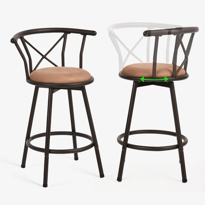 Barstoelen – Barstoelen Met Rugleuning – Keukenstoelen – Barkrukken – Draaistoelen – 63 cm Zithoogte – 360° Draaibaar Met Voetsteun