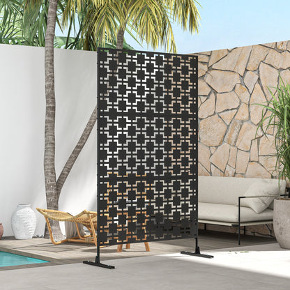 Tuinscherm – Privacyscherm – Balkonscherm – Windscherm – Afzetting – Zwart Metalen Geometrisch Patroon – 122x45x198 cm – Weerbestendig