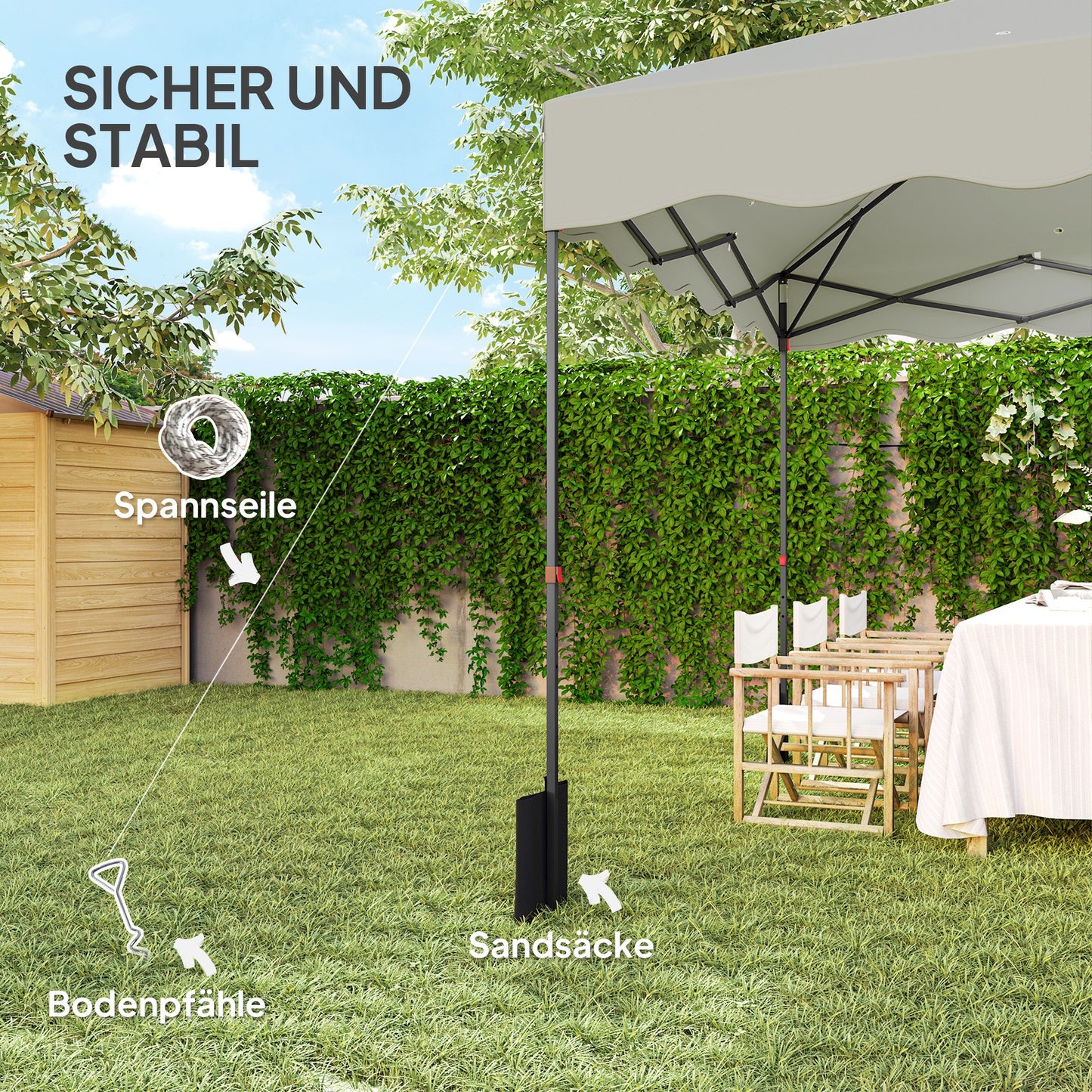 Partytent – Paviljoen – Feesttent – Tuinent – Vouwtent – 3x3 Meter – Waterdicht Oxford Stof Met UPF50+ UV-Bescherming