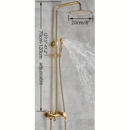Regendouche – Regendoucheset – Douchekop – Doucheset – Douchekraan – Gouden Afwerking – Messing en RVS – 20 cm Hoofddouche