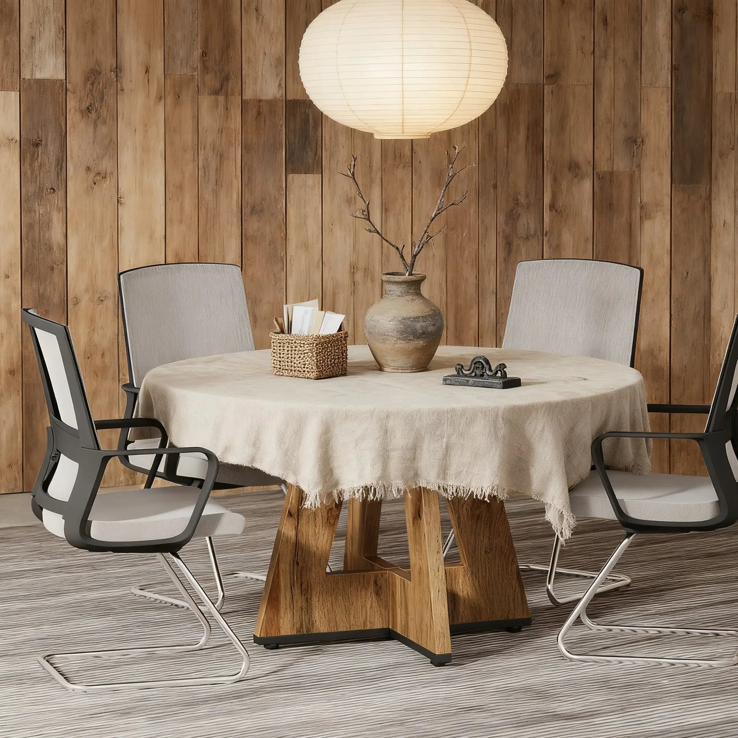 Ronde Eettafel – Eettafel Rond – Keukentafel – Tafel Voor 4 Personen – Landelijke Tafel – Ø 120 cm – Houten Constructie – Volledig Gemonteerd
