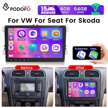 Autoradio – Auto Stereo – Multimedia Speler – 1-DIN Radio – 9 Inch Touchscreen – 4G + 64GB Geheugen – Draadloos CarPlay & Android Auto