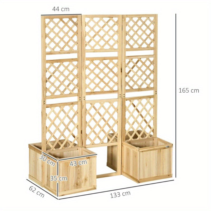 Tuinscherm – Scherm Afscheiding – Tuinafscheiding – Balkon Scherm – Privacy Scherm – 3-delig Metalen Scherm – Inclusief 4 Bloemenzakken – 133 x 165 cm – Weerbestendig
