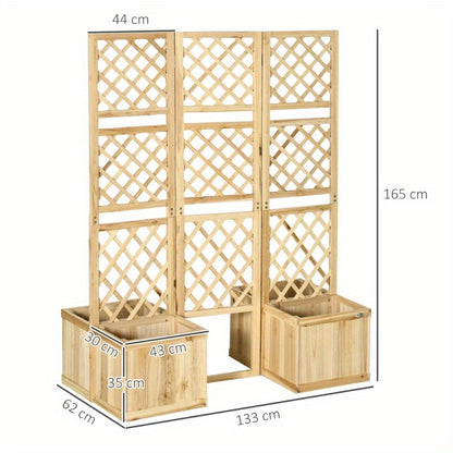 Tuinscherm – Scherm Afscheiding – Tuinafscheiding – Balkon Scherm – Privacy Scherm – 3-delig Metalen Scherm – Inclusief 4 Bloemenzakken – 133 x 165 cm – Weerbestendig