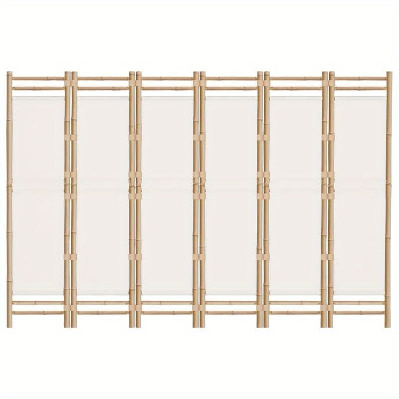 Bamboescherm – Vouwscherm – Kamerscheiding – Scheidingswand – Roomdivider – Crème Canvas – 240 Cm Breed – Duurzaam Bamboe Frame