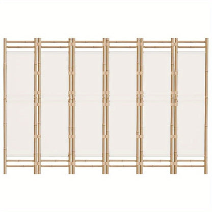 Bamboescherm – Vouwscherm – Kamerscheiding – Scheidingswand – Roomdivider – Crème Canvas – 240 Cm Breed – Duurzaam Bamboe Frame