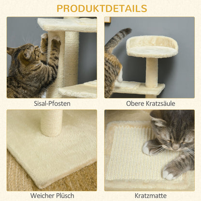 Krabpaal – Kattenboom – Krabmeubel – Kattentoren – Kattenkrabpaal – 100 cm Hoog – Sisal Krabstokken – Meerdere Niveaus – Beige