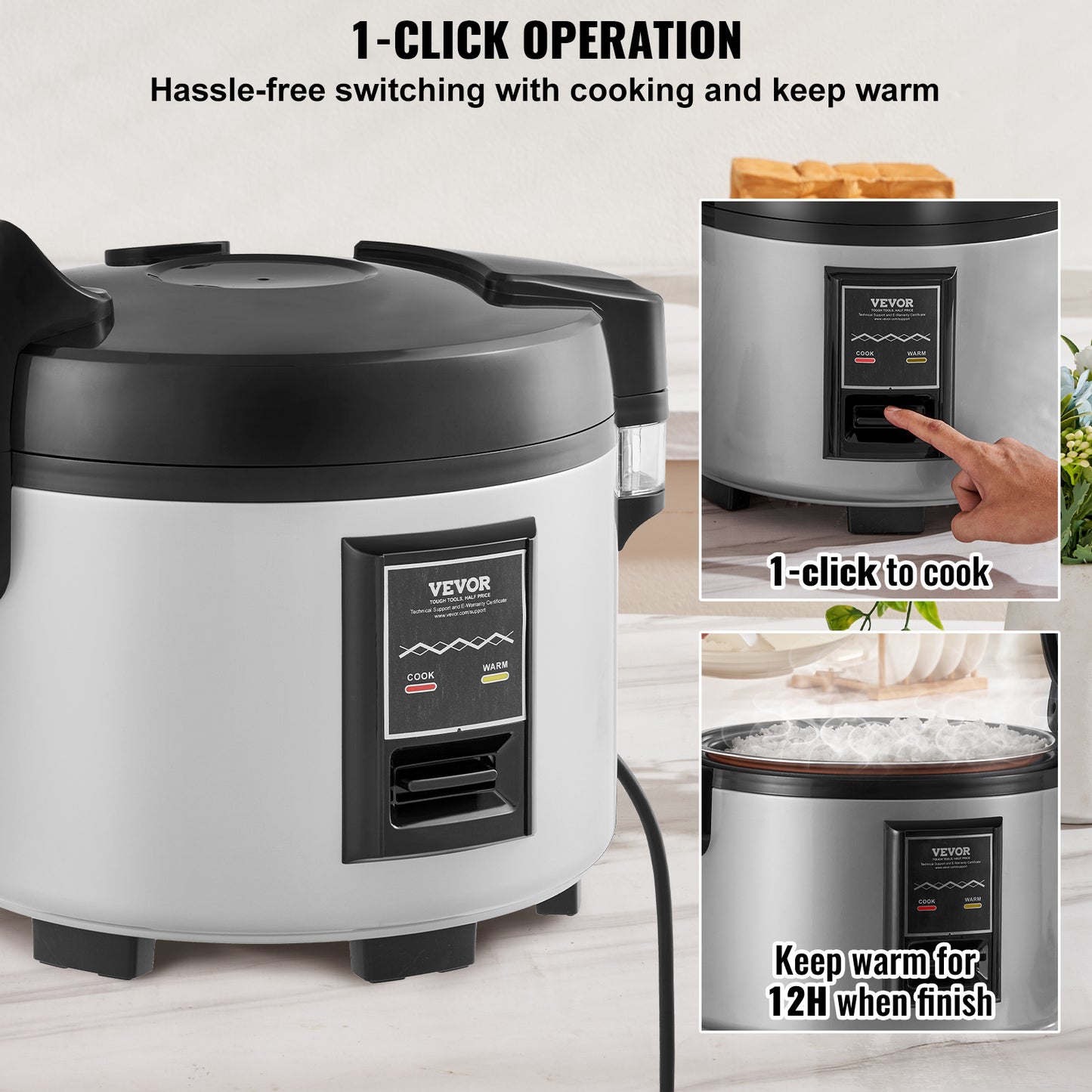 Rijstkoker – Elektrische Rijstkoker – Professionele Rijstkoker – Grote Rijstkoker – Horeca Rijstkoker – 9 Liter Capaciteit – 430 Roestvrij Staal & 3D Verwarming