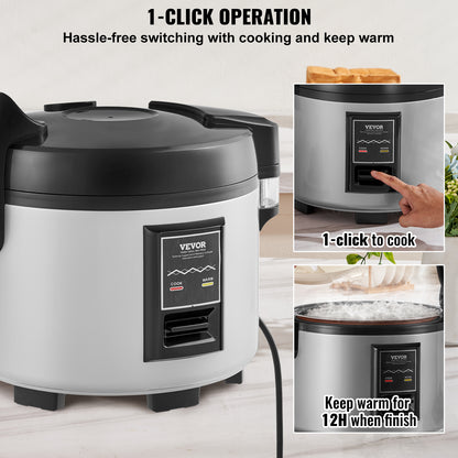 Rijstkoker – Elektrische Rijstkoker – Professionele Rijstkoker – Grote Rijstkoker – Horeca Rijstkoker – 9 Liter Capaciteit – 430 Roestvrij Staal & 3D Verwarming
