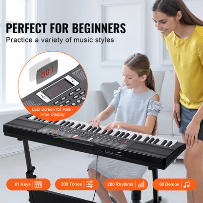 Keyboard – Toetsenbord – Digitale Piano – Keyboard Piano – Elektronisch Toetseninstrument – 61 Toetsen – 200 Klanken & 200 Ritmes
