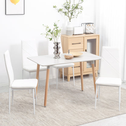 Eetkamerstoel – Keukenstoel – Stoel – Kuipstoel – Gestoffeerde Stoel – Set Van 4 – Kunstleer Wit – Stalen Onderstel – Comfortabel & Duurzaam