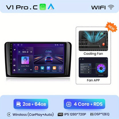 Multimedia Speler – Autoradio – Navigatiesysteem – Smart Radio – 2 DIN Systeem – 9 Inch IPS Touchscreen – Draadloze CarPlay & Android Auto – 4GB RAM 64GB Opslag – WiFi Verbinding