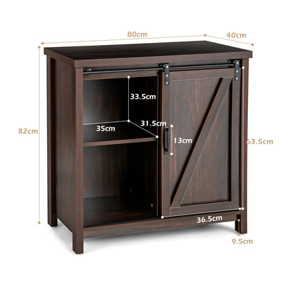 Kast – Opbergkast – Bijzetkast – Nachtkastje – Bruin – Schuifdeur – 4 Compartimenten – Hoogwaardig Spaanplaat – Compact Design