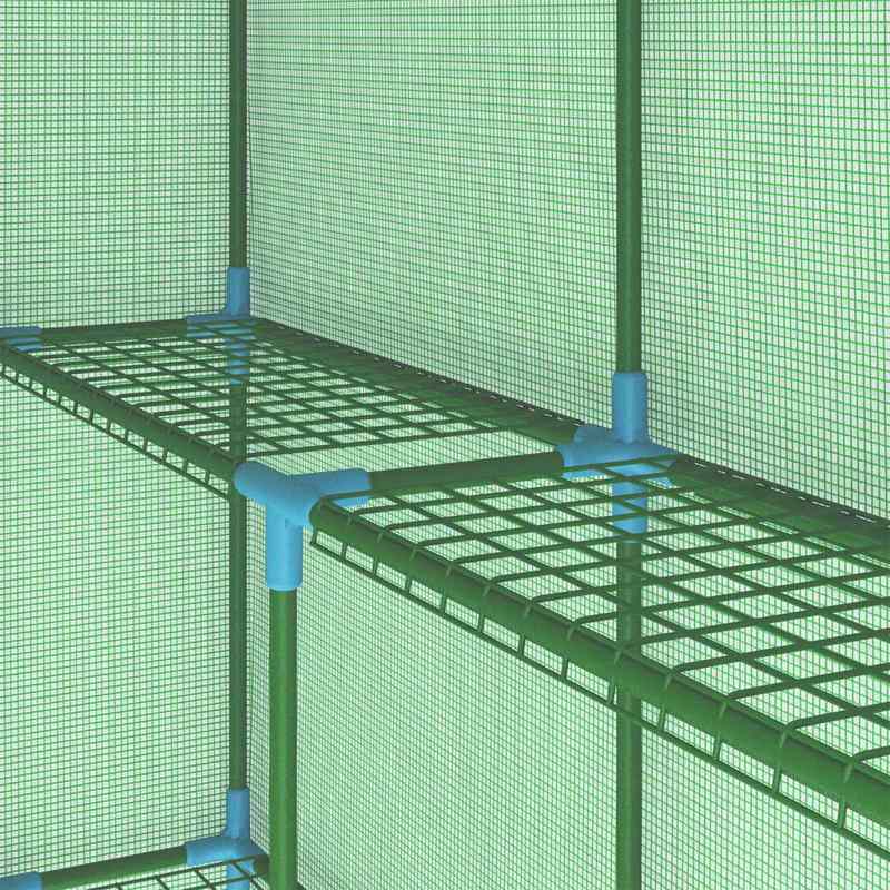 Kweekkas – Tuinkas – Broeikas – Plantenkas – Serre – Stalen Frame – 143x143x195 cm – Ventilatie – Duurzaam Zwart Metaal Met Groene Mesh