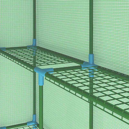 Kweekkas – Tuinkas – Broeikas – Plantenkas – Serre – Stalen Frame – 143x143x195 cm – Ventilatie – Duurzaam Zwart Metaal Met Groene Mesh