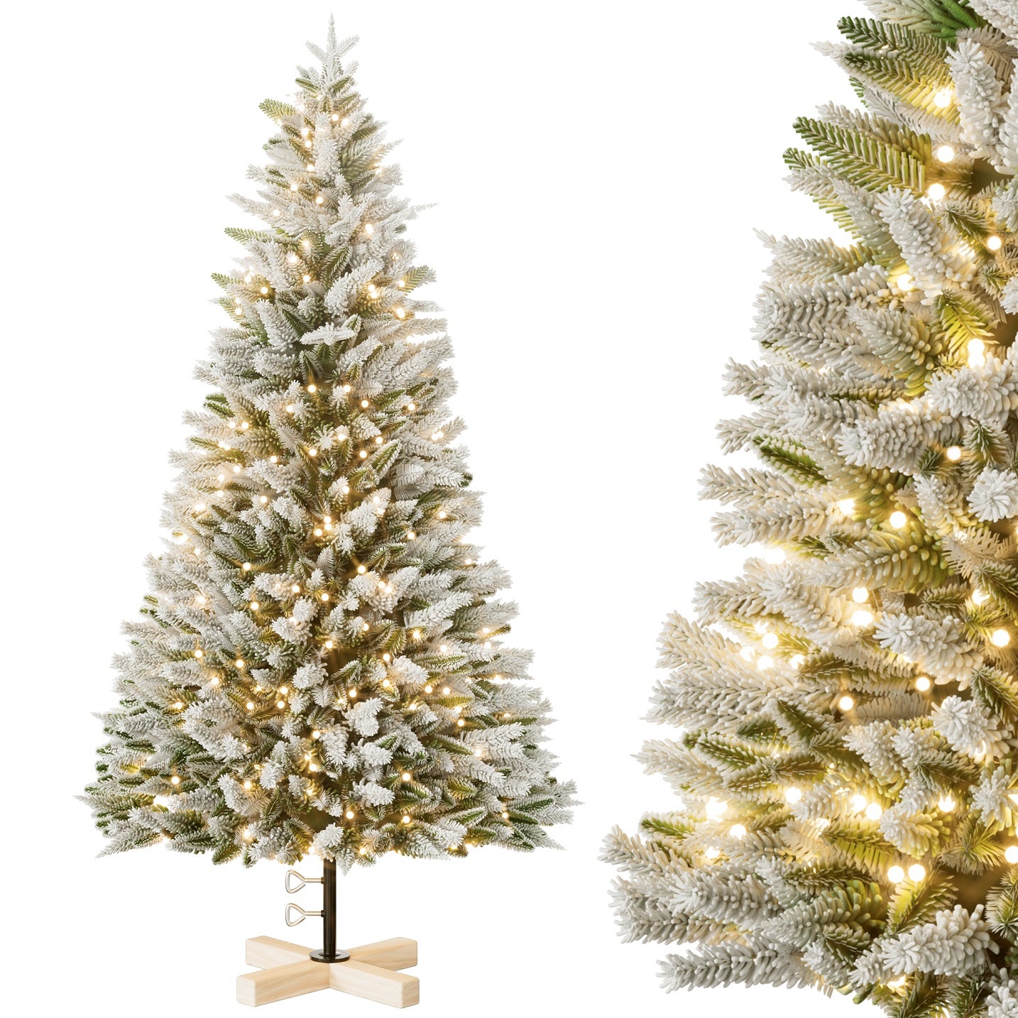 Kerstboom – Kunstkerstboom – Nepkerstboom – Decoratieboom – Winterboom – 225 cm Hoog – Met Ingebouwde LED Verlichting