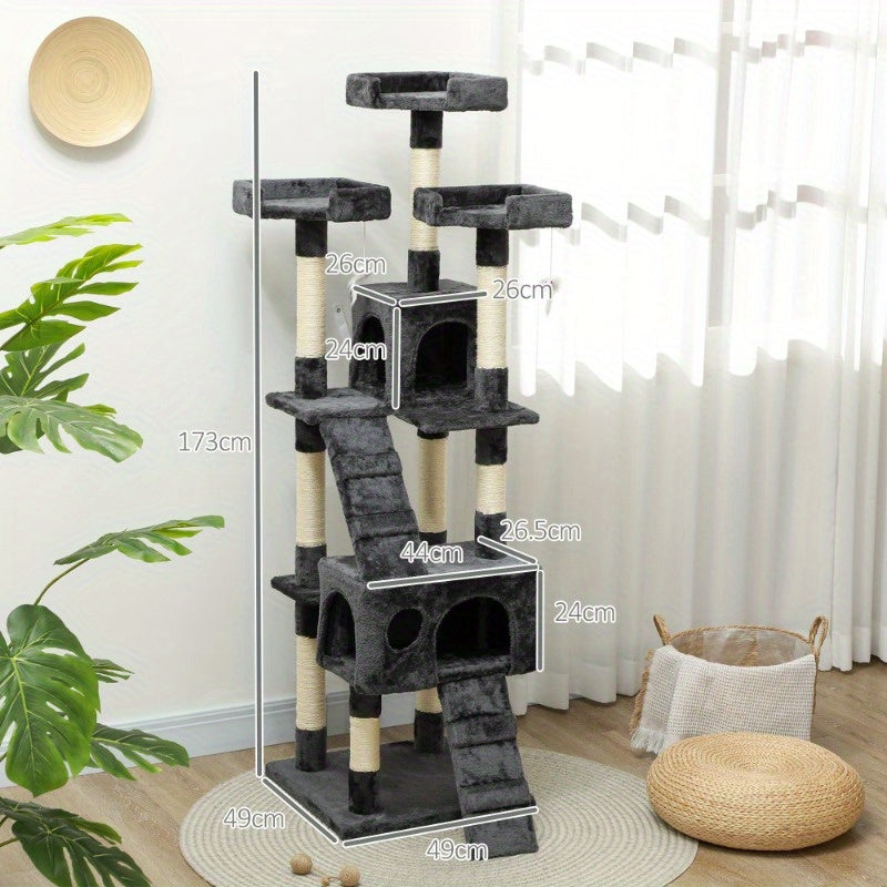 Katentoren XXL – Krabpaal – Kattenhuis – Klimmeubel – Katmeubel – Extra Groot 50x50x170 cm – Stevige Constructie & Ruimtelijk Design