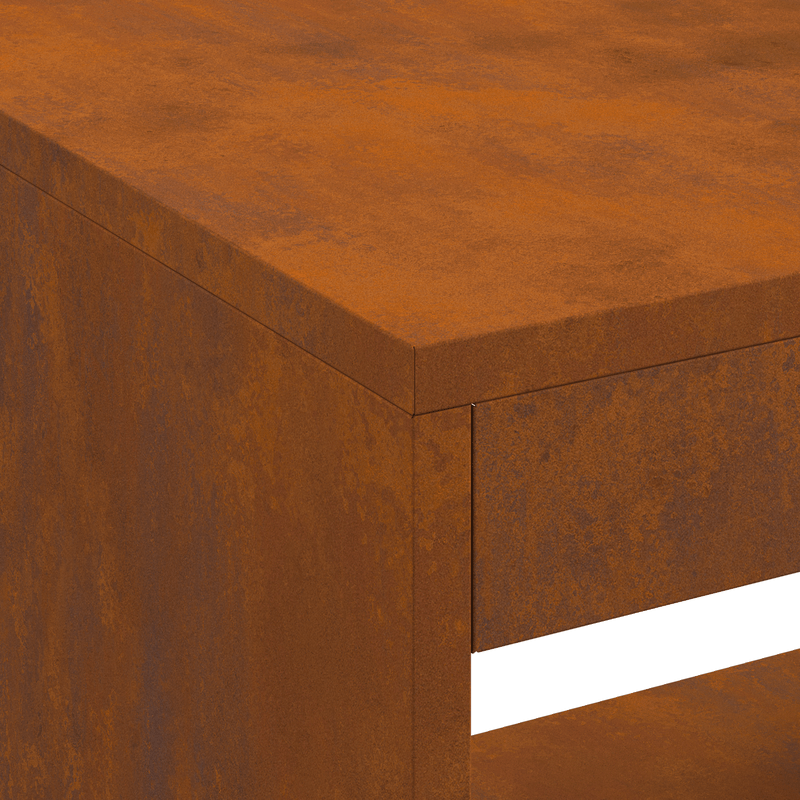 Grote Vuurschaal Buiten – Tuinhaard – Buitenhaard – Vuurkorf – Terrashaard – Corten Staal – Built-in Houtopslag – Weerbestendig – 160x45x35 cm